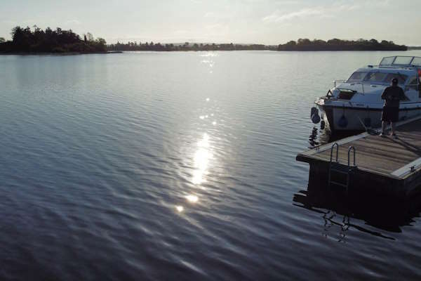 The sun coming down over lough Erne