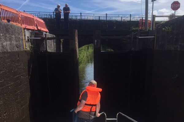 Passing through a lock on the Shannon-Erne Waterway
