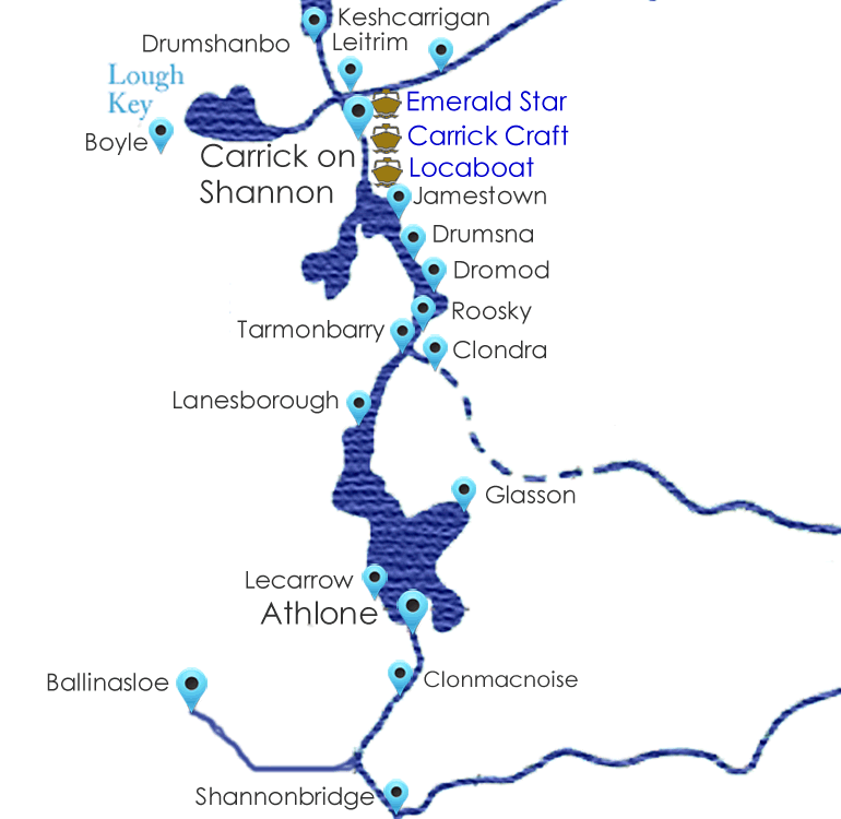 Upper Shannon Cruising Guide Map